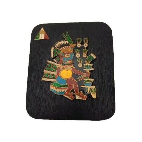 Aztec Rain God Mayan Calendar March Birthday Artacoxpan Wood Wall Mexican Art - Picture 1 of 4